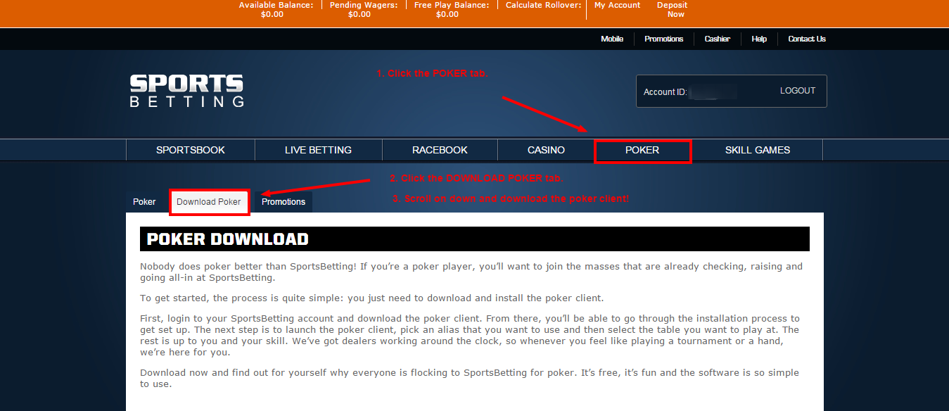 Download Sportsbetting.AG Poker Client